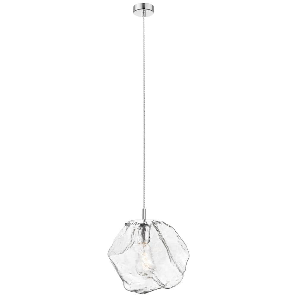 Boulder 12 in. 1-Light Chrome Pendant with Clear Glass Shade
