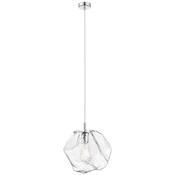 Access Lighting Boulder 12 in. 1-Light Chrome Pendant with Clear Glass Shade