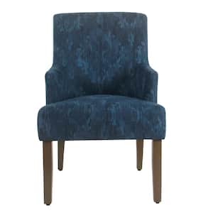 Meredith Indigo Distressed Blue Damask Upholstered Dining Chair