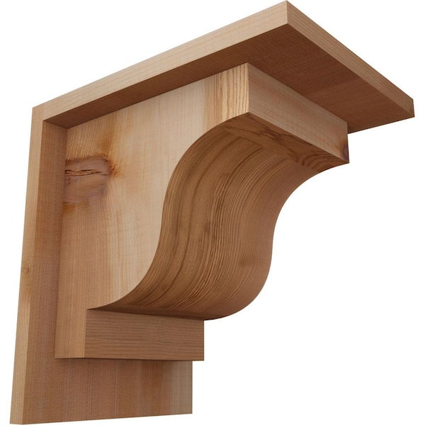 Ekena Millwork 7-1/2 in. x 10 in. x 10 in. Newport Smooth Western Red Cedar Corbel with Backplate
