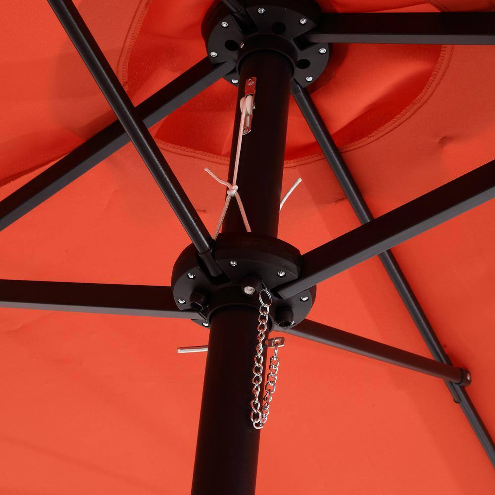 14.5 ft. Orange Rectangular Double-Sided Market Umbrella with Crank Lift