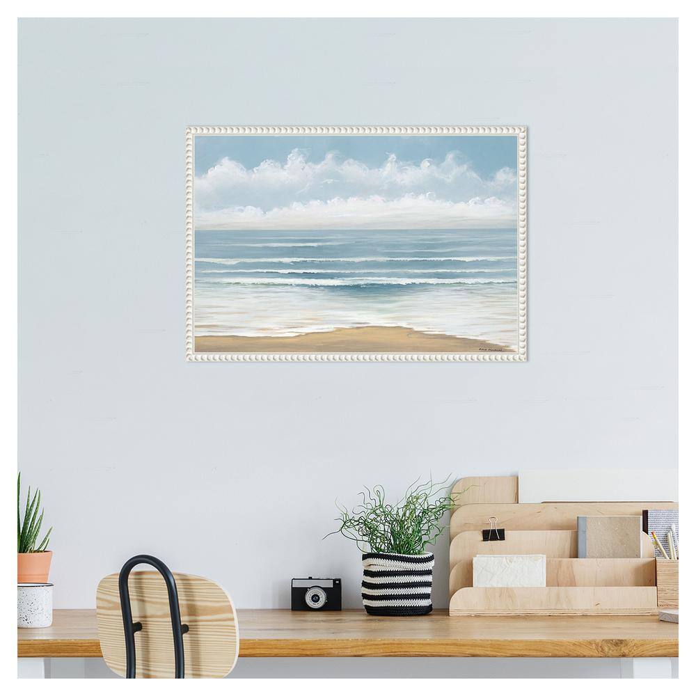 Smooth Beach Waves Nautical Canvas Print with Beaded Frame