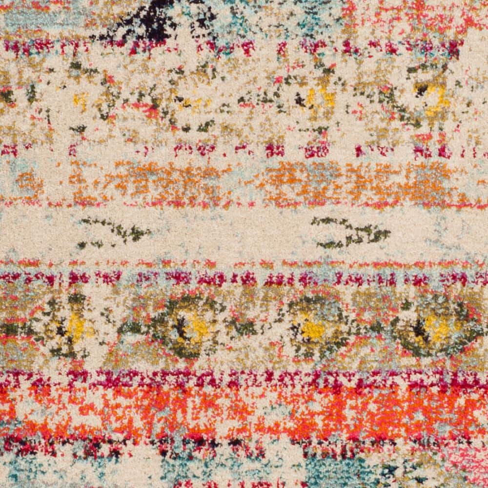 Monaco Multi-Colored Synthetic Square Area Rug, 4'x4'