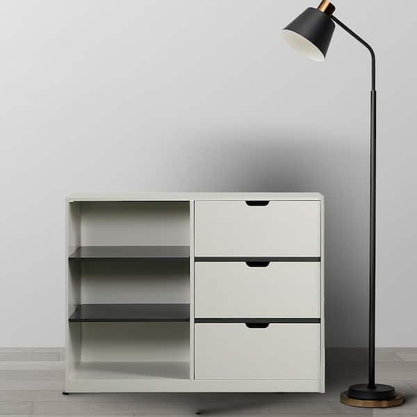 Acme Furniture Ratana Gray And White Finish 36.6 in. H Storage Cabinet with Drawers and Shelves