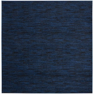 Essentials 5 ft. x 5 ft. Midnight Blue Square Solid Indoor/Outdoor Area Rug