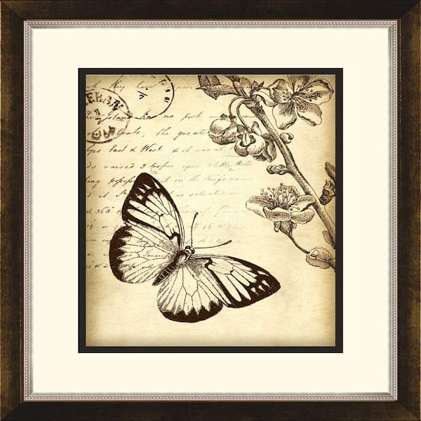 Unbranded 14.5 in. x 16.5 in. "Botanical Butterfly B" Framed Wall Art