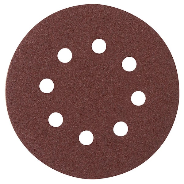 Bosch 5 in. 8-Hole Red 60/120/240 Assorted Grits Hook and Loop Sanding Disc (6-Pack)