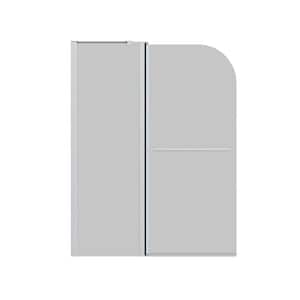 43 in. W x 58 in. H Pivot Frameless Folding Tub Door in Chrome with 1/4" (6mm) Thick Clear SGCC Tempered Glass