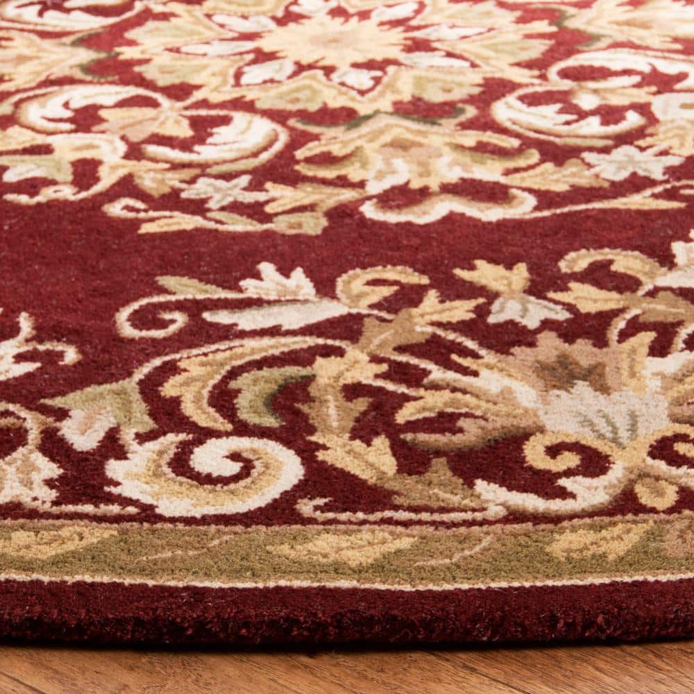 Handmade Red Wool 6' Round Tufted Area Rug