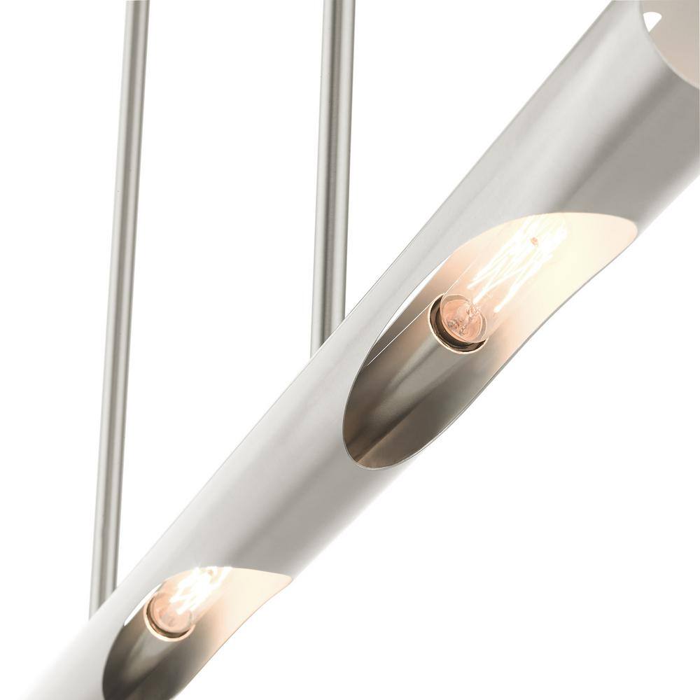 Acra Brushed Nickel 3-Light Linear Chandelier