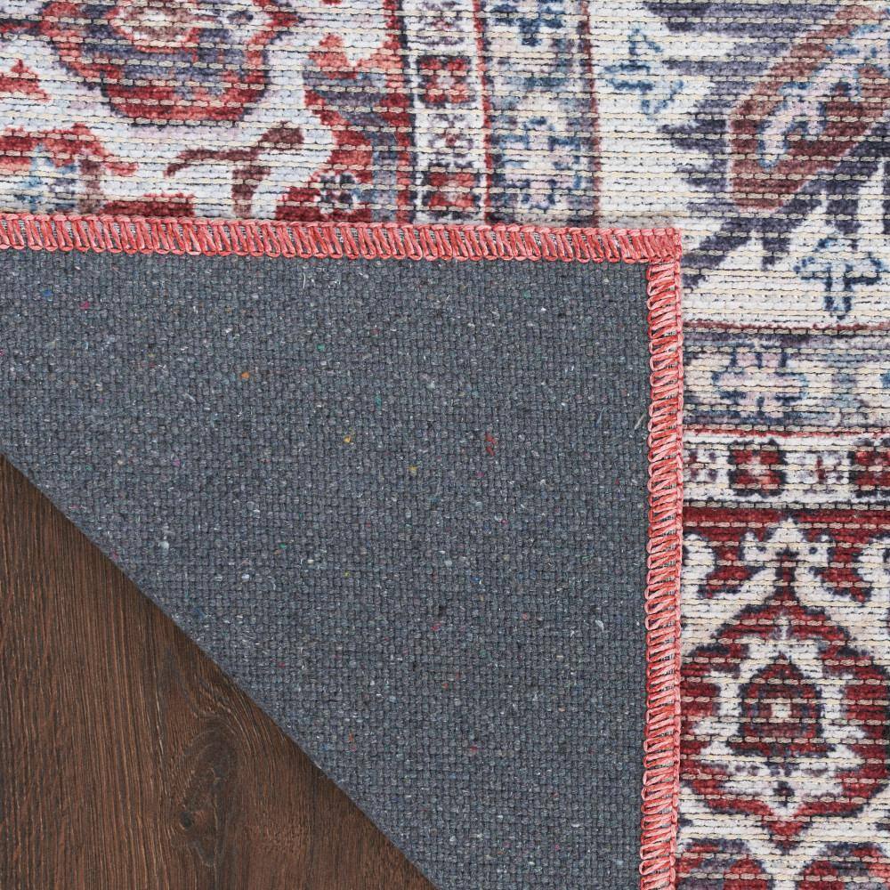 Brick Ivory Floral Medallion 4' x 6' Washable Rug