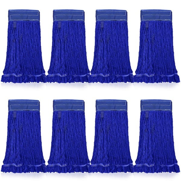5 in. Loop End Commercial String Mop Blended Mop Head Replacement Refill 32 oz. Dark Blue (8-Pack)