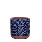 Griffy 8.07 in. x 8.27 in. Blue Ceramic Indoor Pot