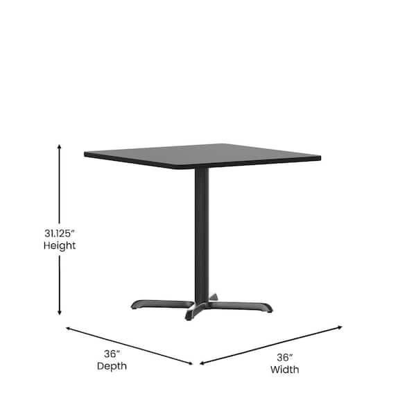 Flash Furniture 36 in. Square Black Laminate Table Top with 30 in