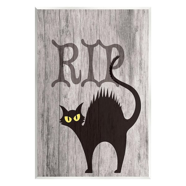 Stupell Industries RIP Halloween Cat by Lil' Rue 1-Piece Unframed Graphic Print Animal Poster Art Print 15 in. x 10 in.