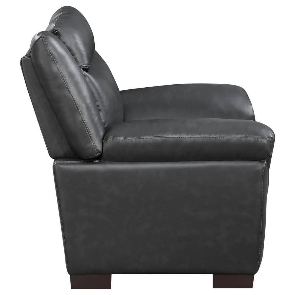 Contemporary Gray Stripe 39'' Faux Leather Armchair