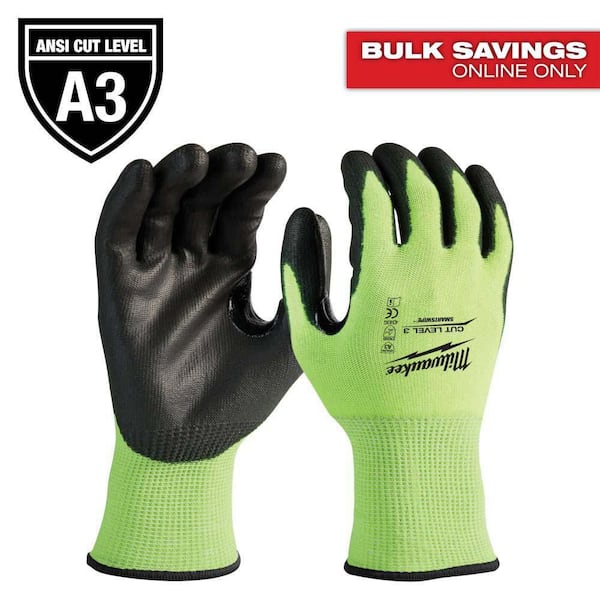 Milwaukee X-Large High Visibility Level 3 Cut Resistant Polyurethane Dipped Work Gloves