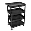 Luxor Heavy Duty 32 in. x 24 in. Utility Cart with 4-Shelves in Black ...