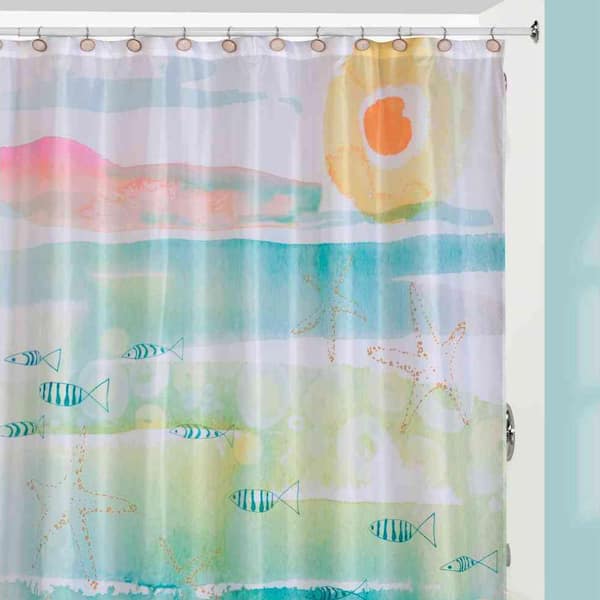 Creative Bath 'By The Sea' Beach-Themed Shower Curtain/Curtain Hooks/Rug Set