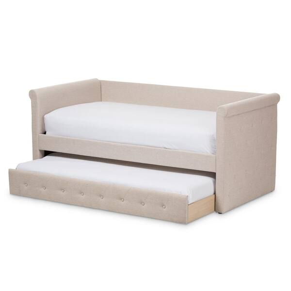 Baxton Studio Alena Contemporary Beige Fabric Upholstered Twin