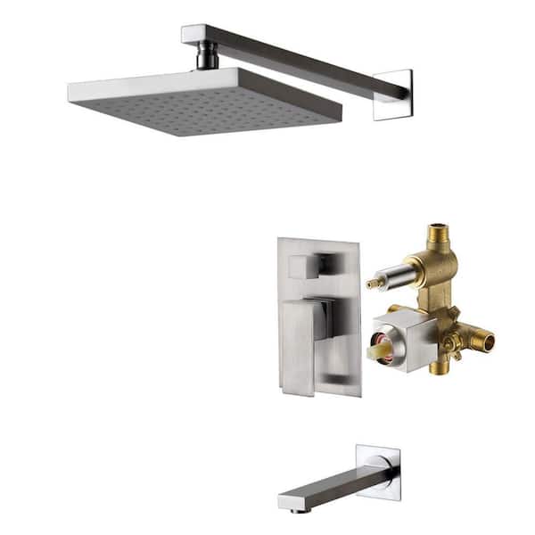 Sumerain Wall-Mounted Bathtub Faucet – Single Handle – Chrome Finish – Solid Brass – 8.66 GPM – Includes Rough-In Valve