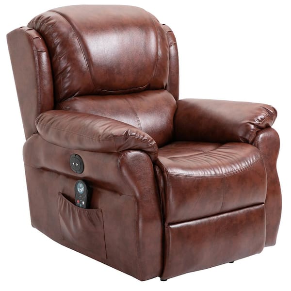 HOMCOM Power Massage Electric Reclining Sofa Chair with Heat, Remote Control, 8-Massaging Points and Extended Footrest in Brown