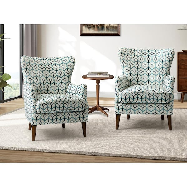 JAYDEN CREATION Leonhard 28.5 in. Geometric Fabric Wingback