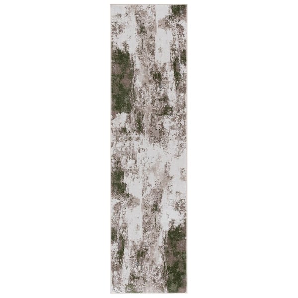 Bayside 2 ft. x 8 ft. Ivory/Green Rustic Marble Runner Rug