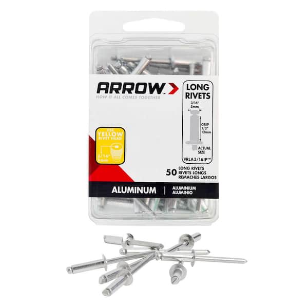 Arrow 3/16 in. x 1/2 in. Aluminum Grip Range Rivets (50-Pack)