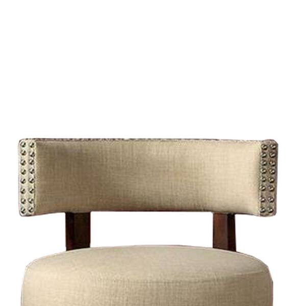 Benzara BM196656 Fabric Upholstered Wooden Corner Chair with Loose Cushion Seat and Small Feet Beige