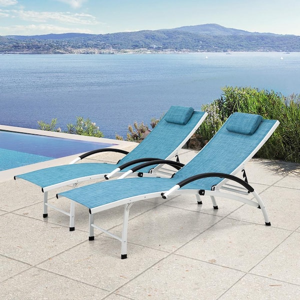 Crestlive Products White 2-Piece Metal Outdoor Chaise Lounge