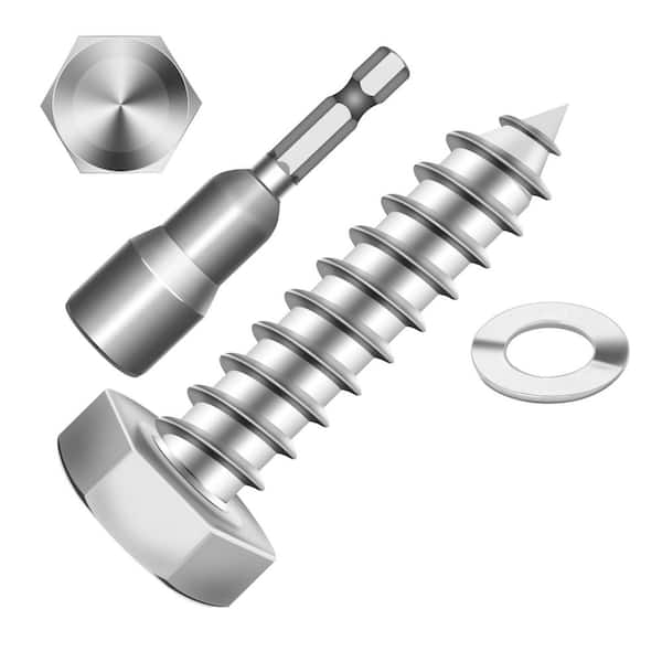 1/4 in. x 1-1/4 in. Stainless Steel Hex Drive Hex Head Lag Screws (20-Pack)