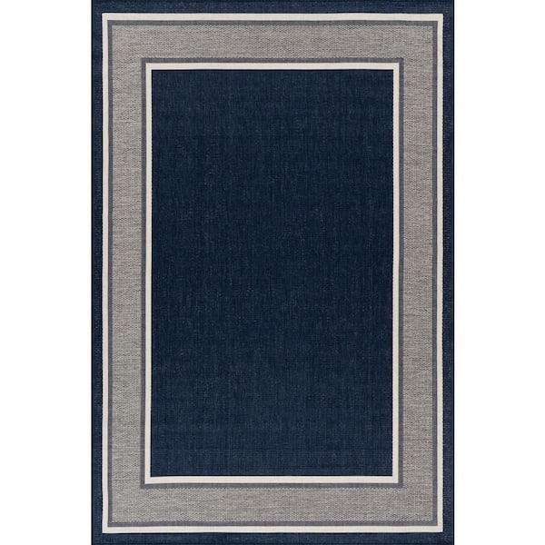 Marienne Bordered Navy 4 ft. x 6 ft. Outdoor Area Rug