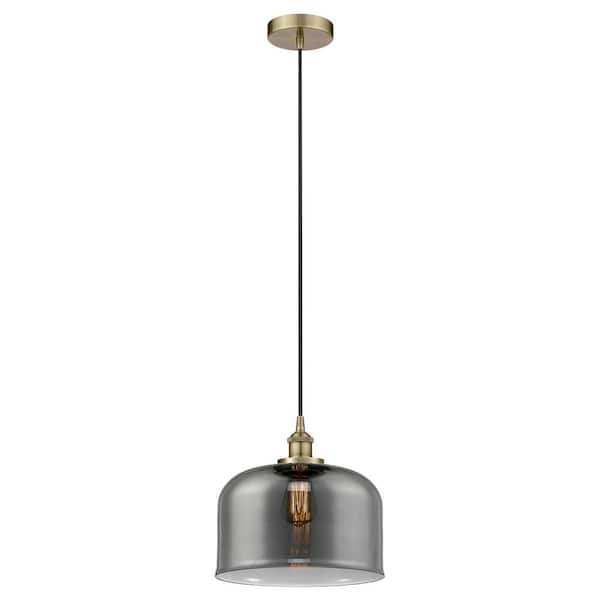 Bell 60-Watt 1-Light Antique Brass Standard Mini Pendant Light with Painted Glass Shade, No Bulbs Included