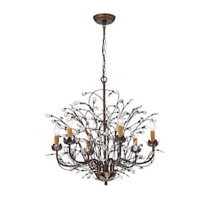 Tayen 6-Light Brown Candle-Style Chandelier for Dining/Living Room, Bedroom with No Bulbs Included