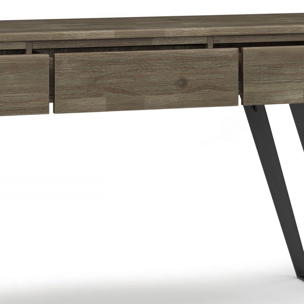 Urban Acacia & Metal 60" Console Table with Storage in Distressed Grey
