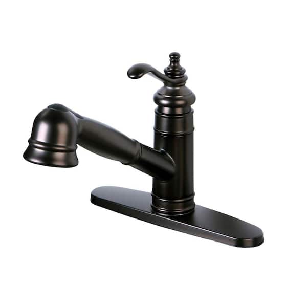 Kingston Brass Traditional Single-Handle Pull-Out Sprayer Kitchen Faucet in Oil Rubbed Bronze