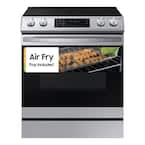 30 in. 5 Element Slide-In Electric Range in Stainless Steel with Convection, Air Fry Cooking