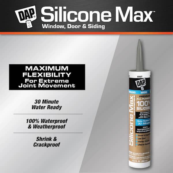 Silicone Max 10.1 oz. Gray Premium Window, Door, and Siding Silicone Sealant (12-Pack)