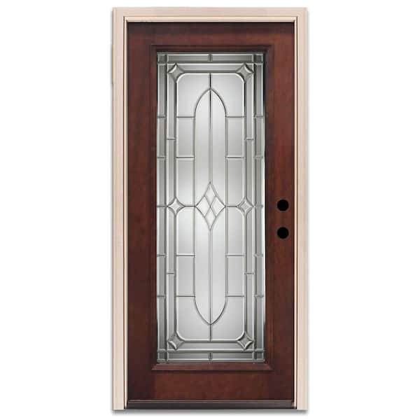 Steves & Sons Brookhollow Full Lite Prefinished Mahogany Wood Prehung Front Door-DISCONTINUED