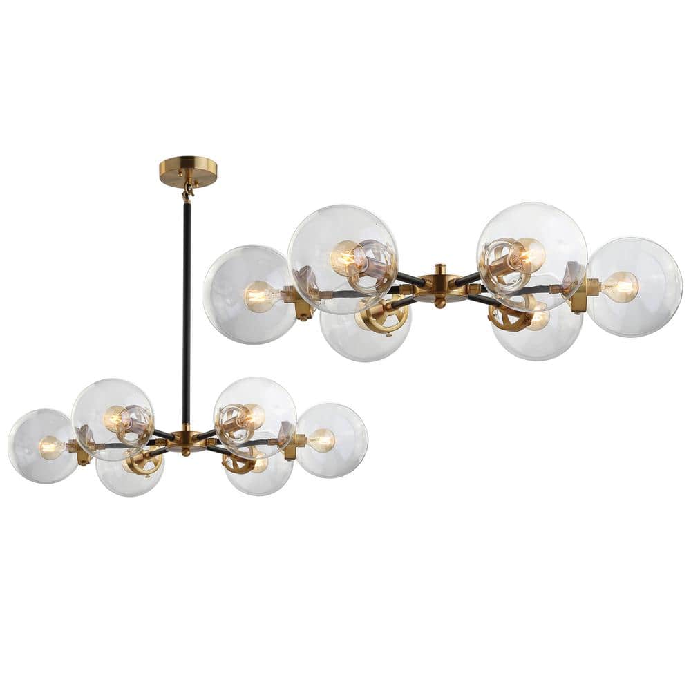 Caleb 28" Black and Brass Gold Sputnik LED Chandelier