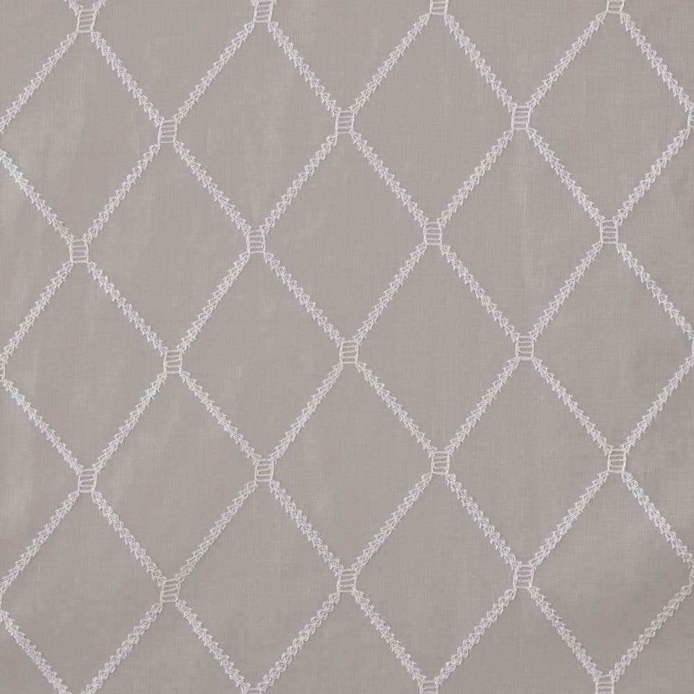 Gray Diamond Sheer Embroidered Waterfall Valance