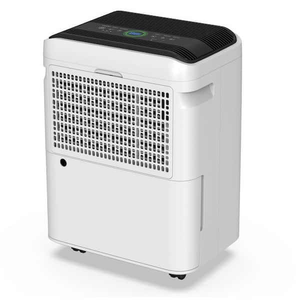 50 pt. 4500 sq.ft. Portable Dehumidifier with Bucket in White, with Drainage Hose for Basement, Quiet Dehumidifier