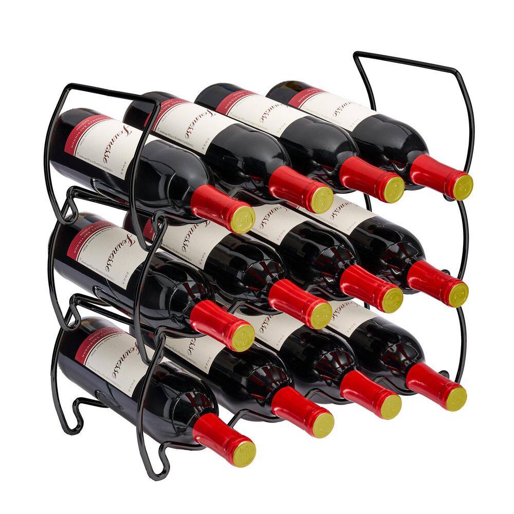 Sorbus 3-Tier Black Stackable Wine Rack-Classic Style Metal Wine Racks ...