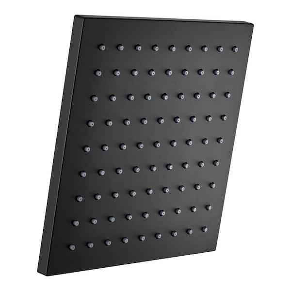 Modern 1-Spray Pattern 8.8 in. Single Wall Mount Fixed Shower Head in Matte Black