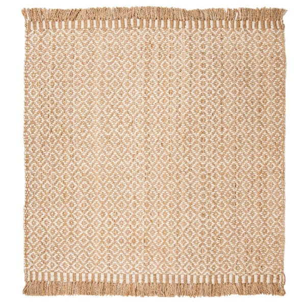 Natural Fiber Beige/Ivory 9 ft. x 9 ft. Square Geometric Area Rug