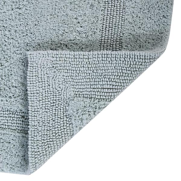 Better Trends Lux Collection Blue 20 in. x 20 in. Contour 100% Cotton Reversible Race Track Pattern Bath Rug