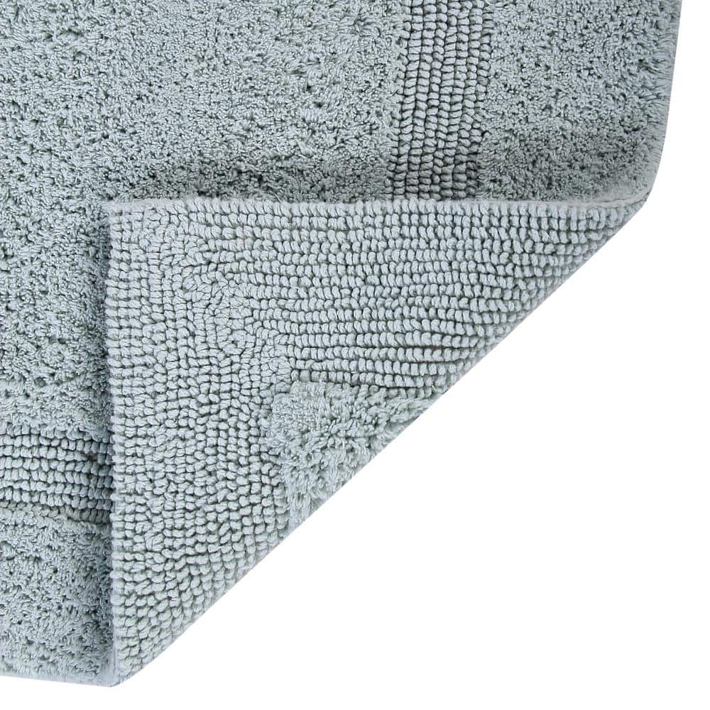 Lux Collection Blue Cotton Reversible Bath Rug 21" x 34"