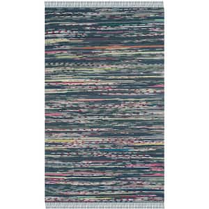 Rag Rug Ink/Multi 4 ft. x 6 ft. Striped Area Rug