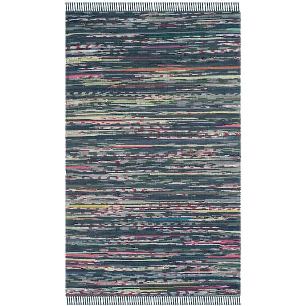 SAFAVIEH Rag Rug Ink/Multi 4 ft. x 6 ft. Striped Area Rug
